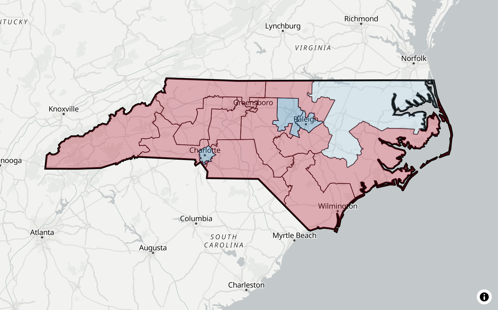 Splash image showing a gerrymandered map